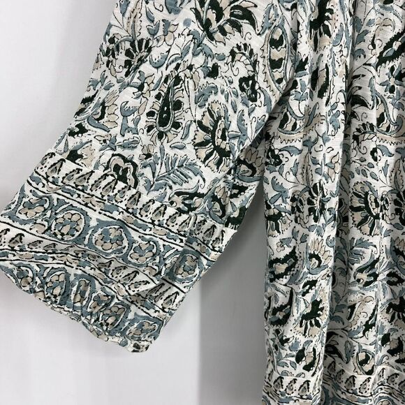 Lucky Brand Top Size XS Womens Green Peasant Border Print Square Neck Heritage - Picture 4 of 9